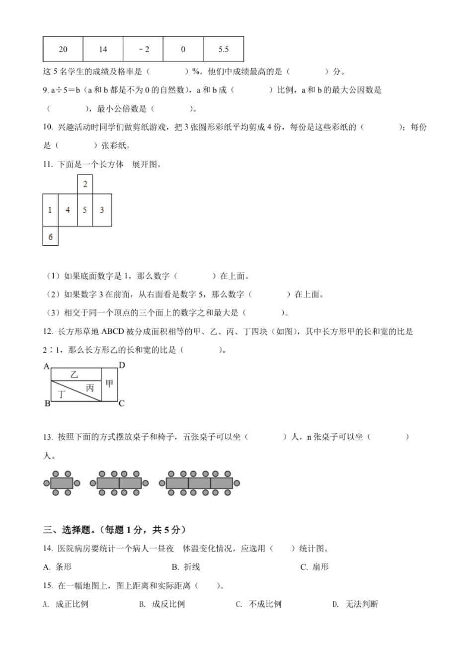 精品解析：江苏省无锡市惠山区2021年苏教版小升初考试数学试卷（原卷版）.pdf_第2页