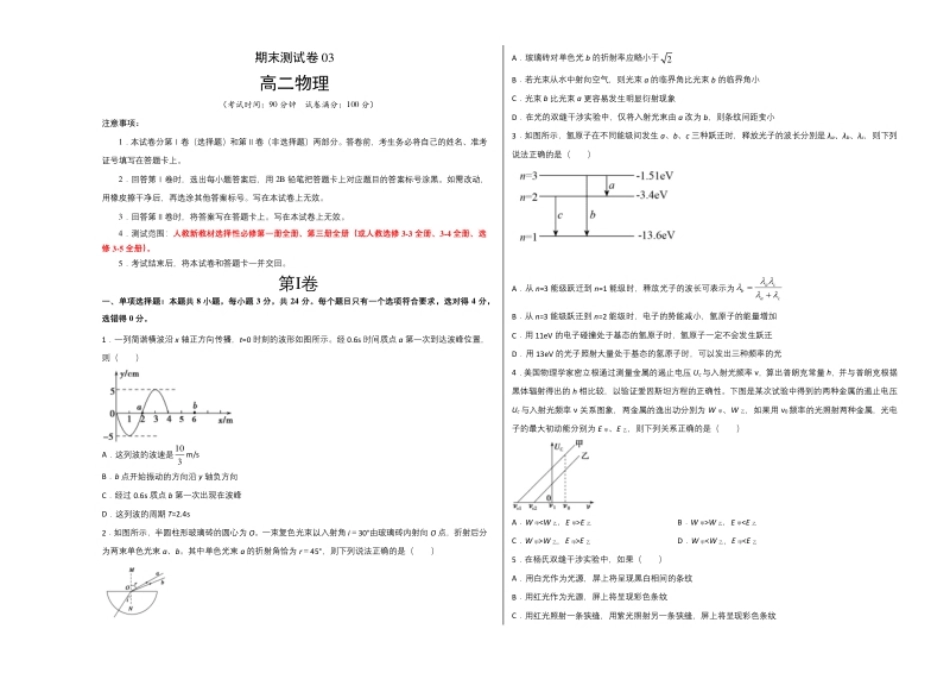 高二物理下学期期末测试卷（人教版2019）03（考试版）.pdf_第1页