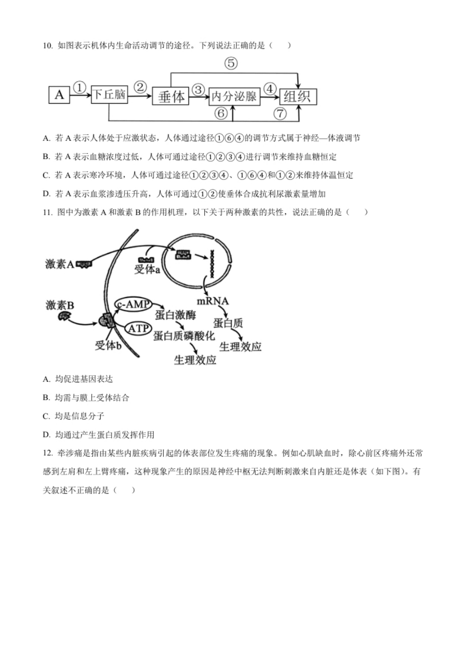 2.高二上学期期中生物试题（原卷版）.pdf_第3页