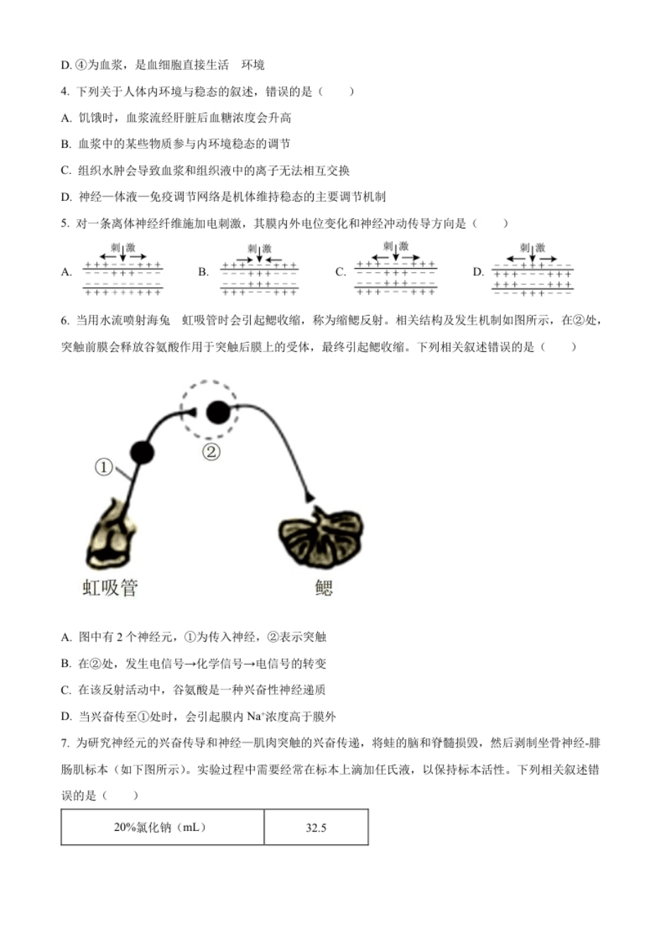 1.高二上学期期末教学质量监测生物试题（原卷版）.pdf_第2页