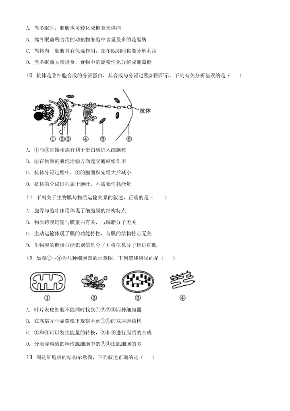 黑龙江省齐齐哈尔市高一上学期期末考试生物试题（原卷版）.pdf_第3页