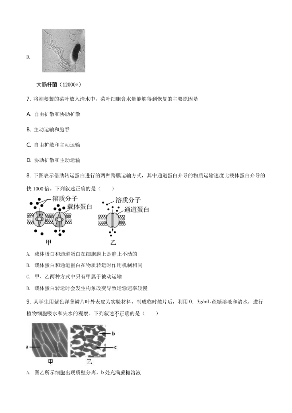 北京丰台区高一上学期期末生物试题（原卷版）.pdf_第3页