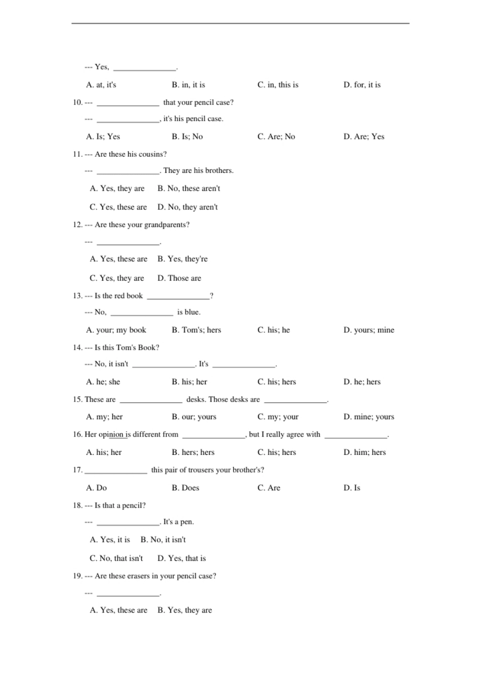 七年级英语人教版上册《Unit3Isthisyourpencil》同步练习含答案.pdf_第2页