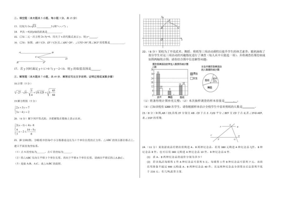 05【人教版】七年级下期末数学试卷（含答案）.pdf_第2页