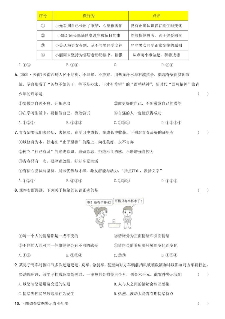 〖卷07〗期中测试题B卷-2021-2022学年七年级道德与法治下学期综合优化检测AB卷.pdf_第2页