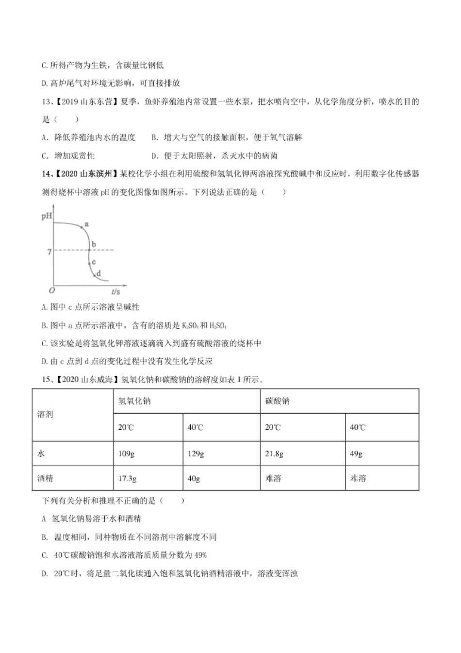 人教版化学九年级下期中模拟卷（一）(原卷版)-九年级化学下册同步单元AB卷（人教版）.pdf_第3页