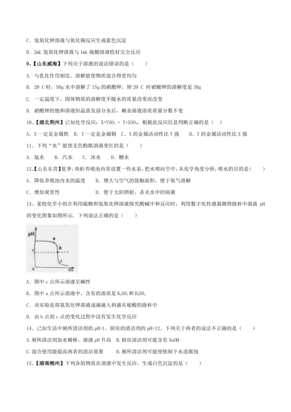 人教版化学九年级下期中模拟卷（一）（原卷版）.pdf_第2页