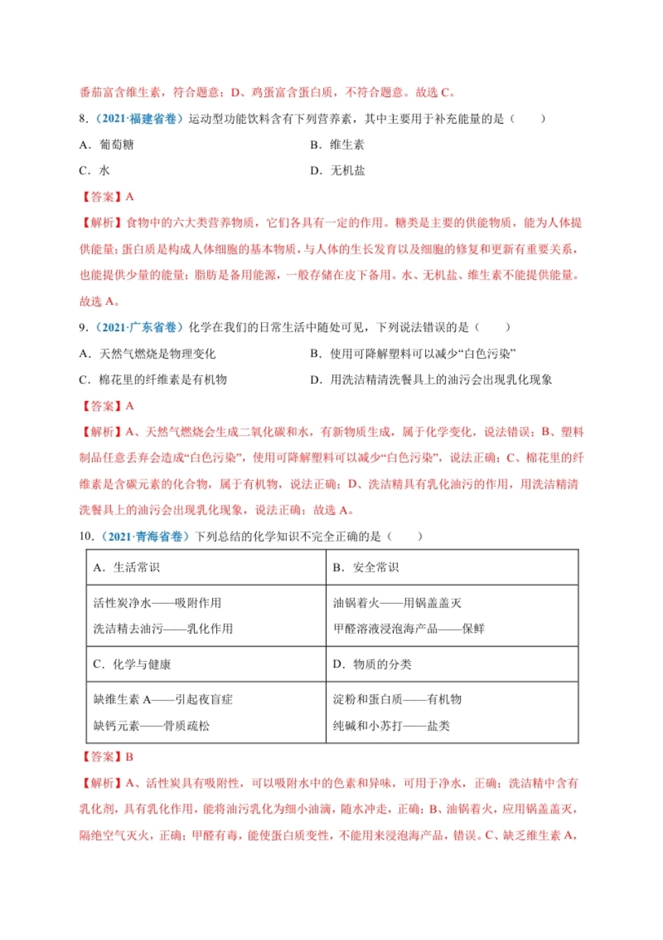 第十二单元化学与生活（提分小卷）（人教版）（解析版）.pdf_第3页