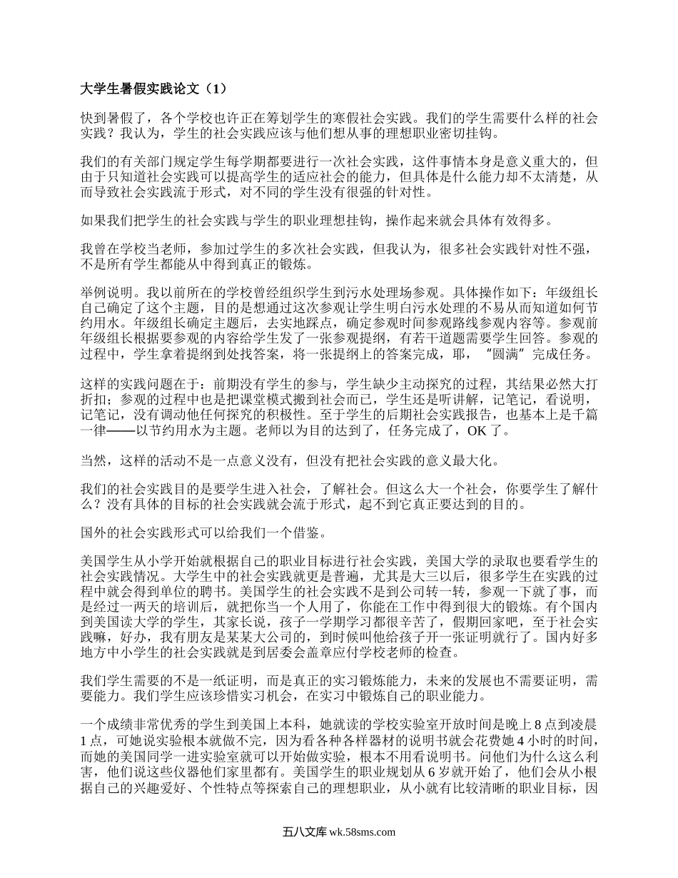 大学生暑假实践论文（优选3篇）.docx_第1页