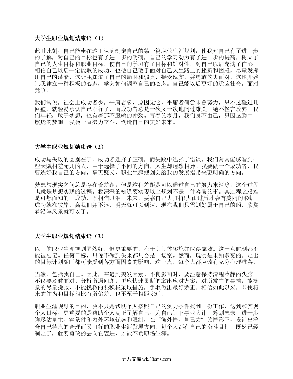 大学生职业规划结束语（热门19篇）.docx_第1页