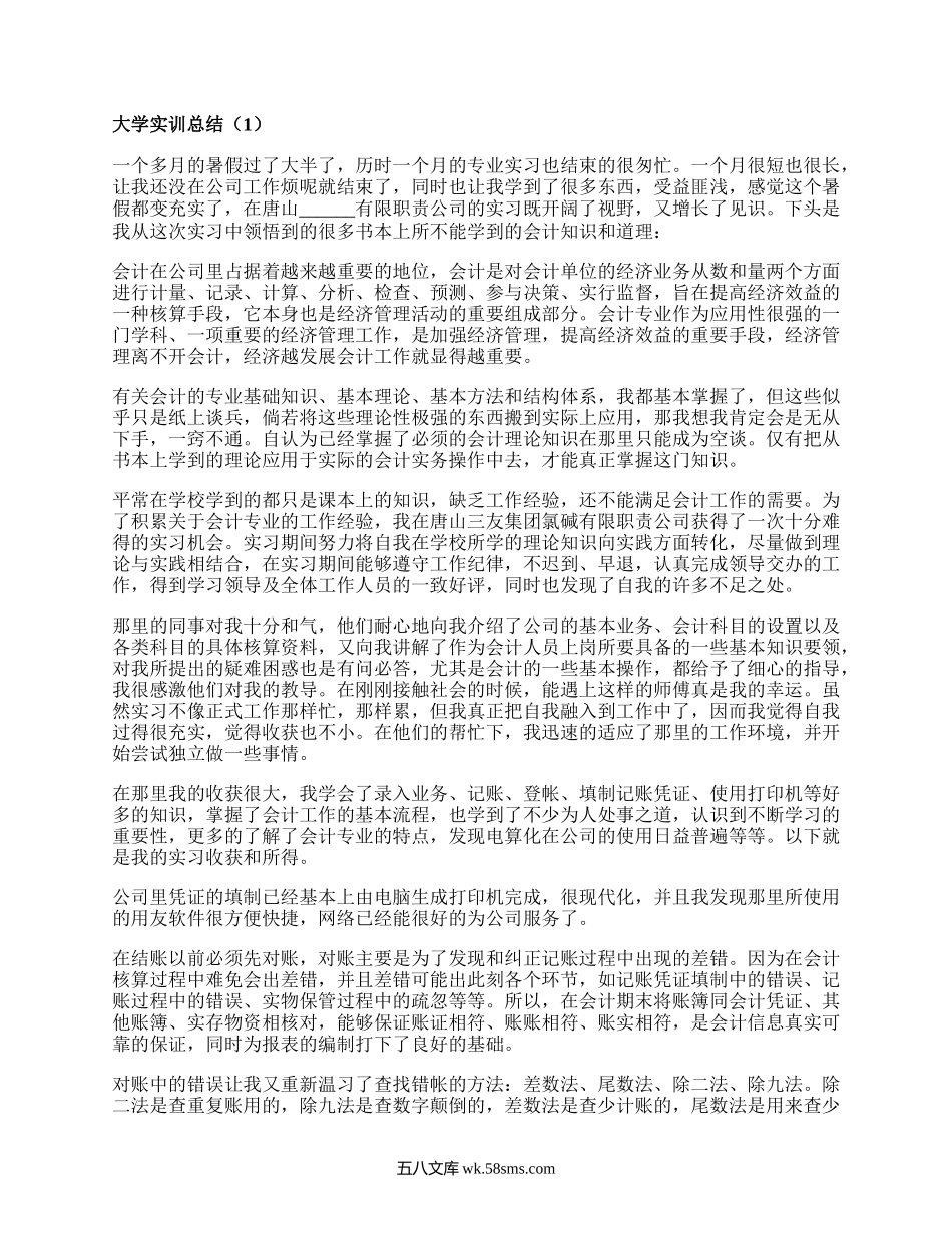 大学实训总结（合集18篇）.docx_第1页