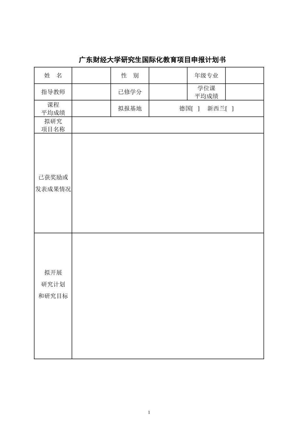 广东财经大学研究生国际化教育项目申报计划书.doc_第1页