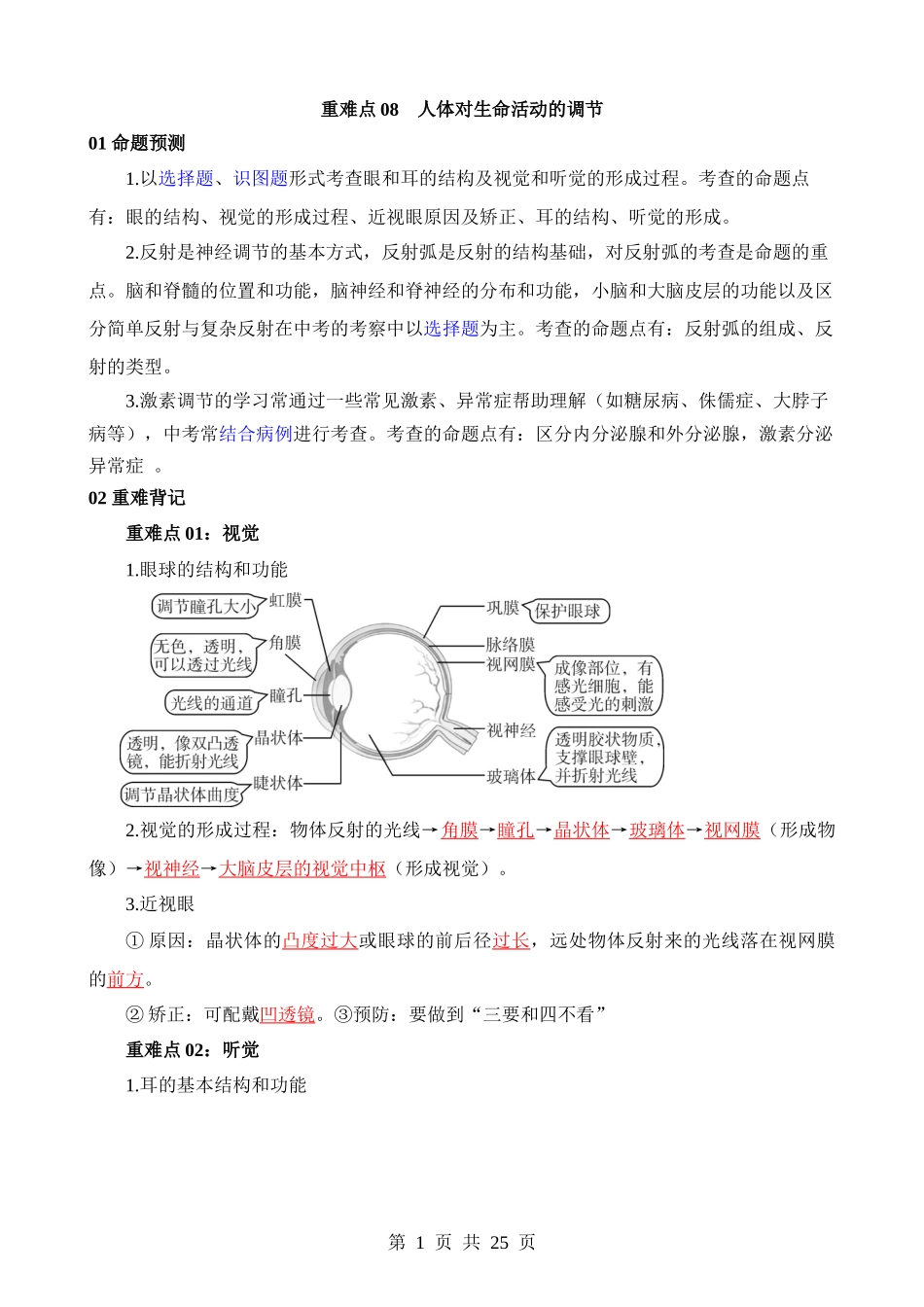 重难点08 人体对生命活动的调节.docx_第1页