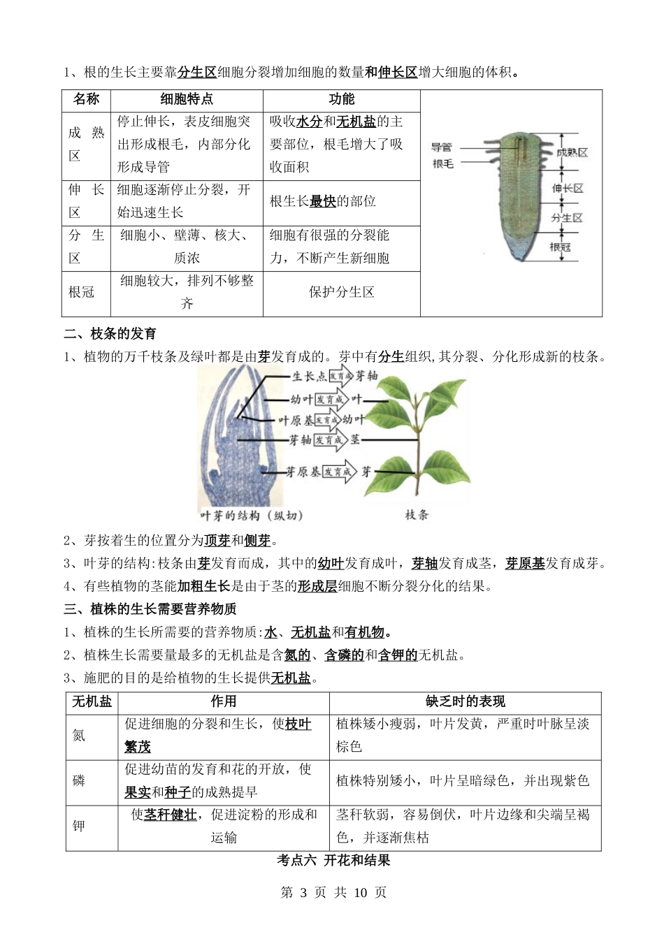 清单03 生物圈中有哪些绿色植物+被子植物的一生（6大考点+6大高频命题点）.docx_第3页