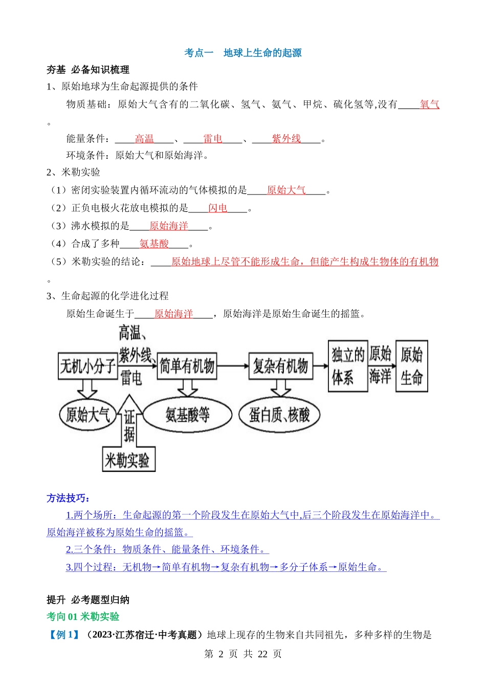 专题22 生命的起源和生物的进化（讲义）.docx_第2页