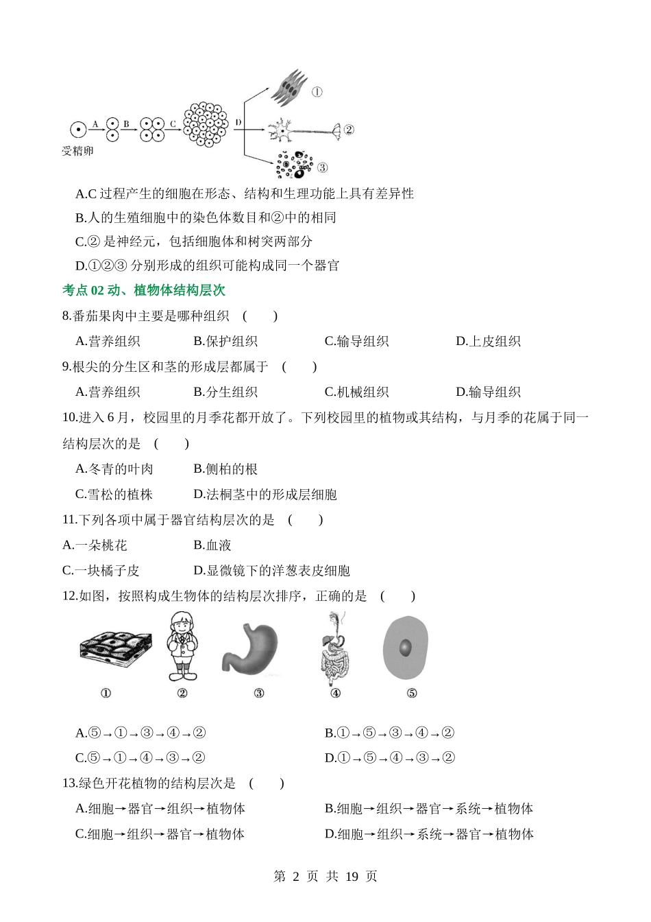 专题03 细胞怎样构成生物体（练习）.docx_第2页