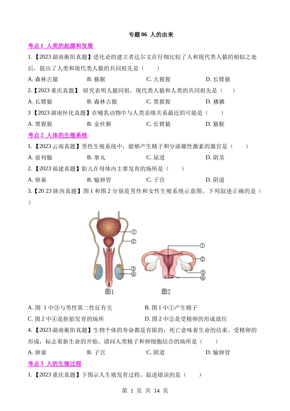 专题06 人的由来（第1期）.docx_第1页