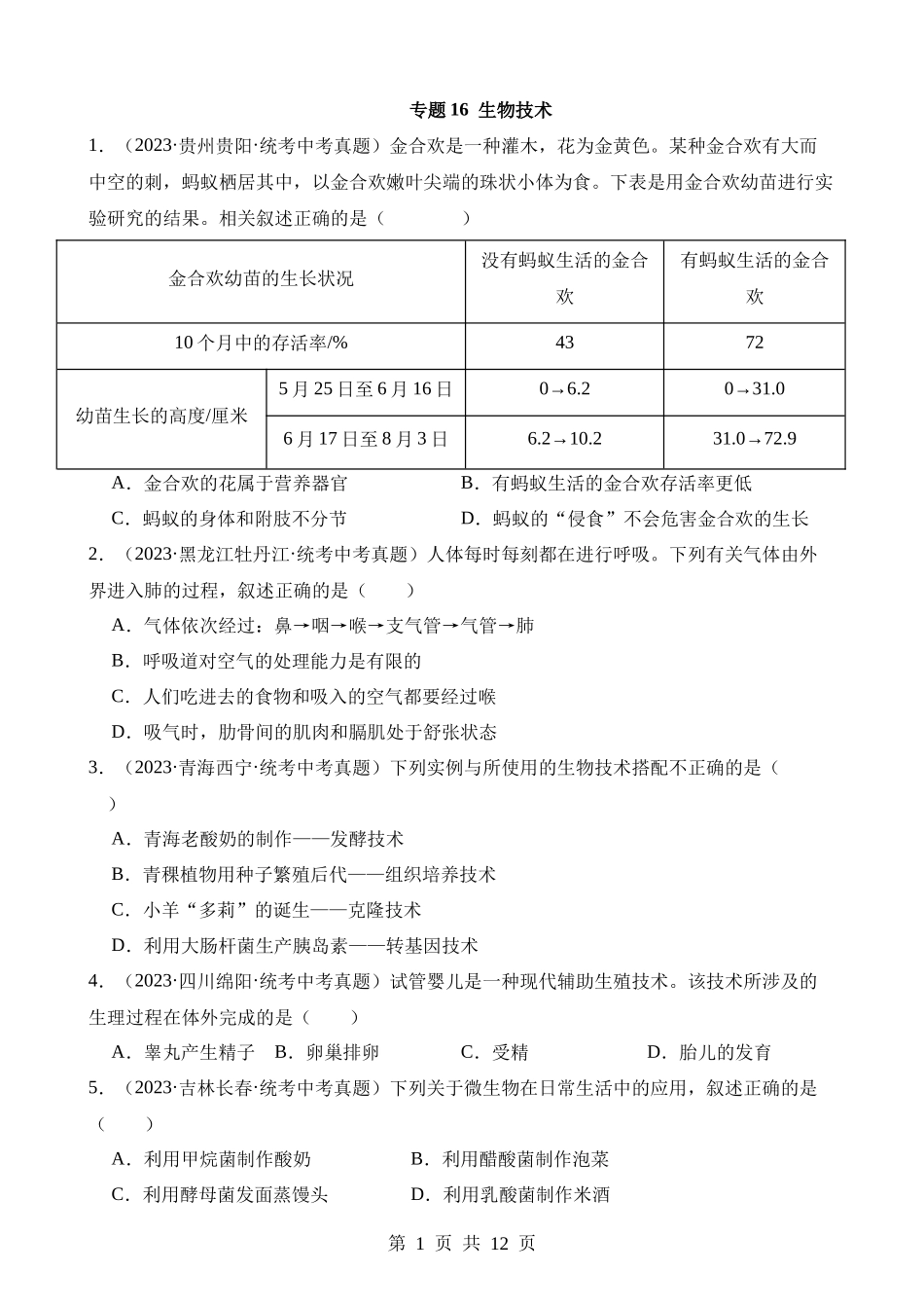 专题16 生物技术（第3期）.docx_第1页