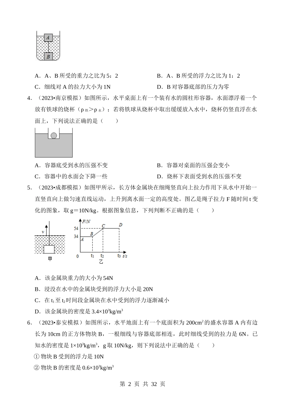 第10章 浮力（易错模拟题汇编）.docx_第2页