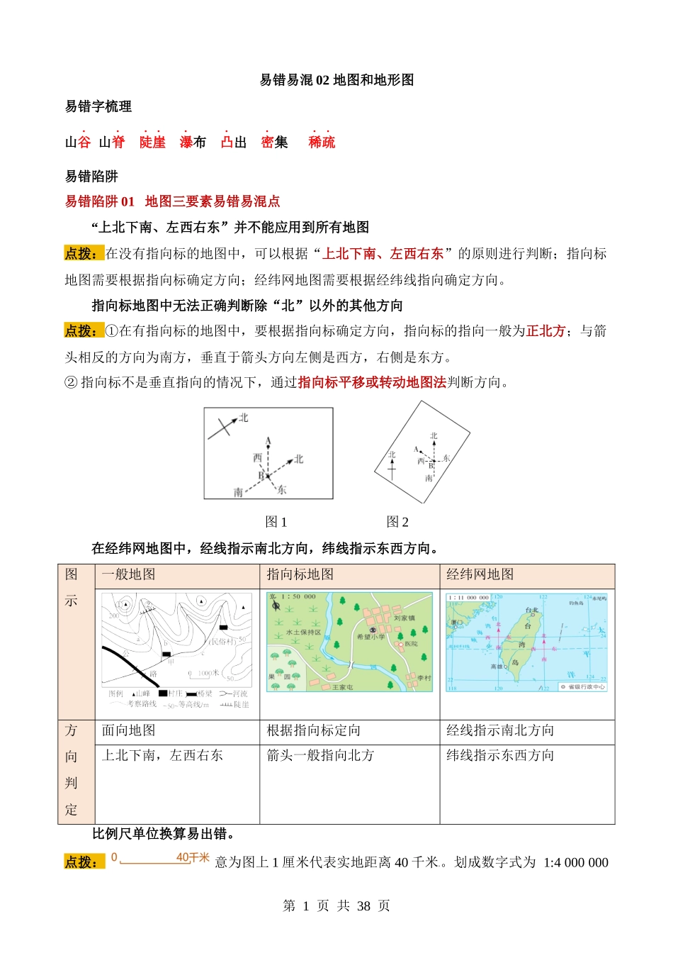 易错点02 地图和地形图（2大易错点+11处陷阱）.docx_第1页