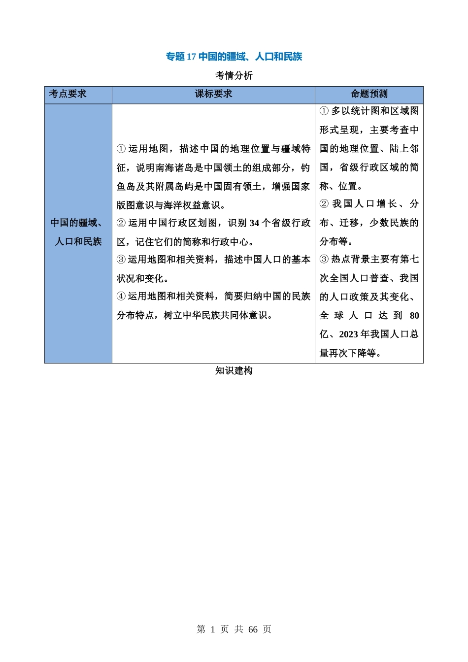 专题17  中国的疆域、人口和民族（讲义）.docx_第1页