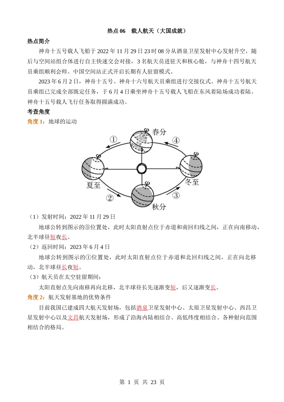 热点06 载人航天（大国成就）.docx_第1页