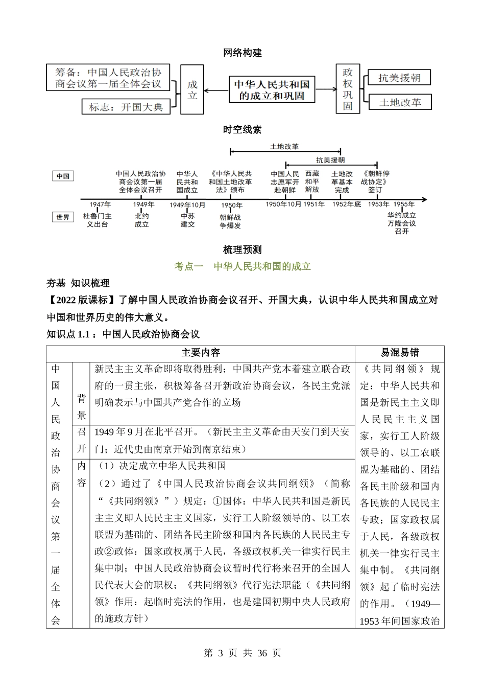 专题13 中华人民共和国的成立和巩固（讲义）.docx_第3页