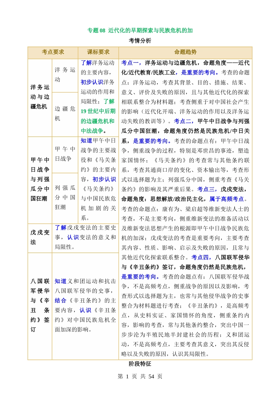 专题08  近代化的早期探索与民族危机的加剧（讲义）.docx_第1页