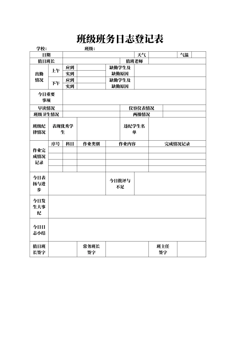 4、班级班务日志登记表 .docx_第1页