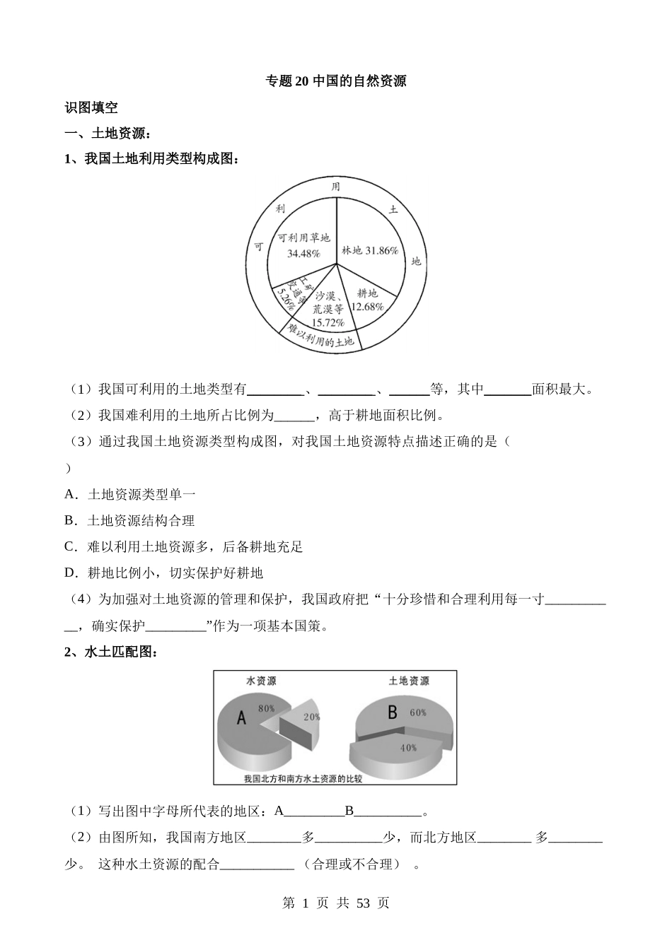 专题20 中国的自然资源.docx_第1页