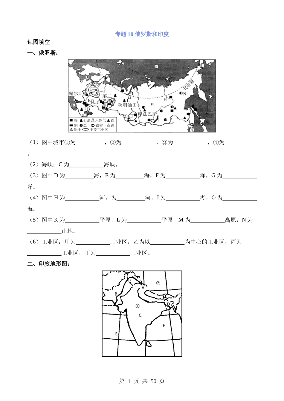 专题10 俄罗斯和印度.docx_第1页