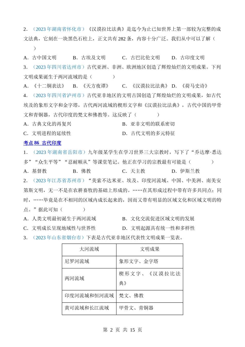 专题20 古代亚非文明和欧洲文明（第1期）.docx_第2页