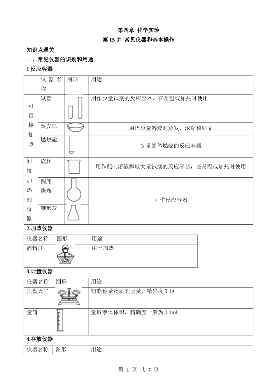 第15讲 常见仪器和基本操作 (知识点).docx_第1页