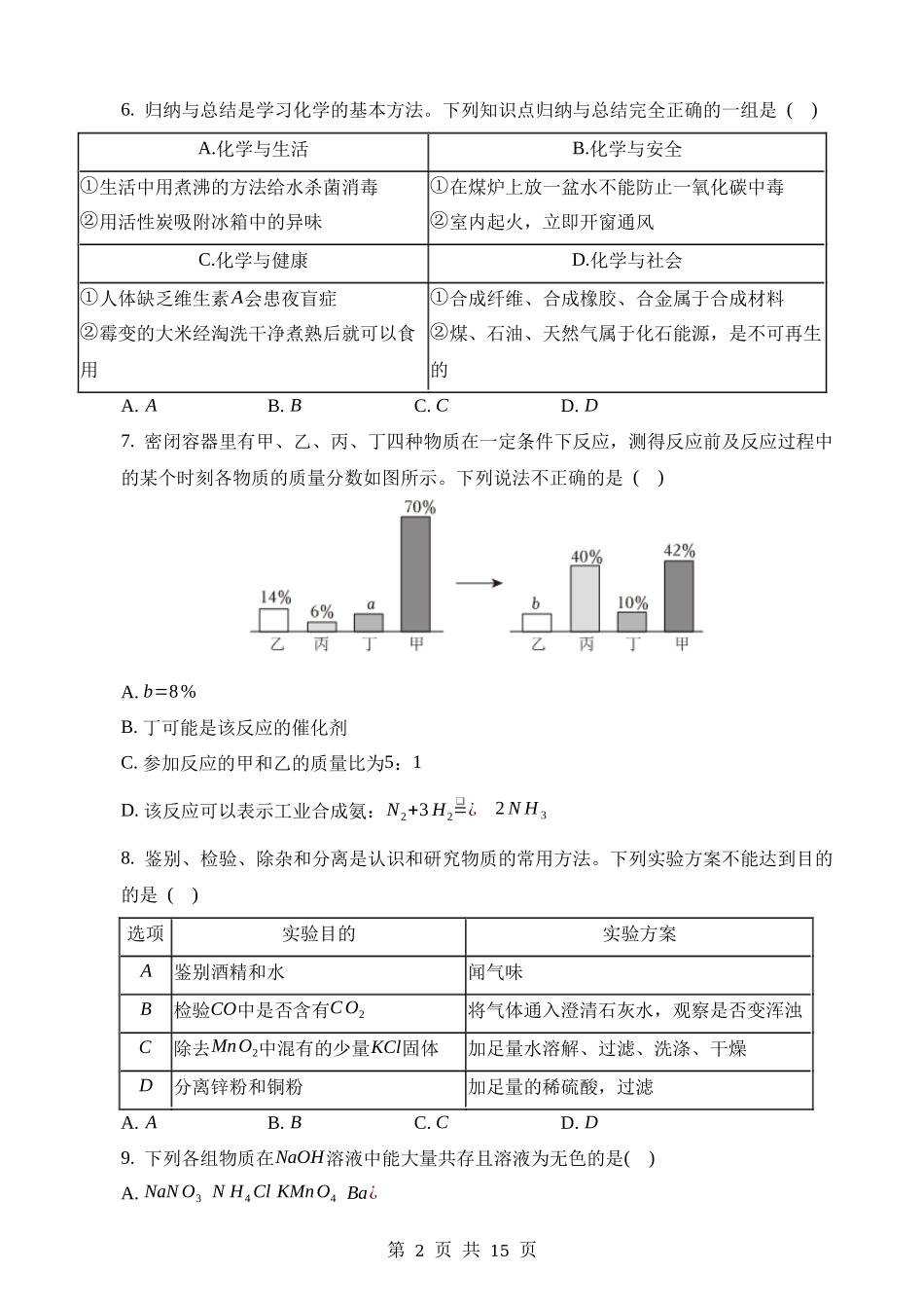 2023年湖北鄂州中考化学真题.docx_第2页