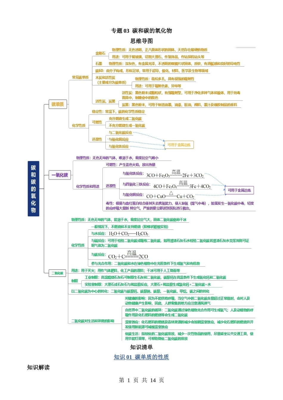 专题03 碳和碳的氧化物.docx_第1页