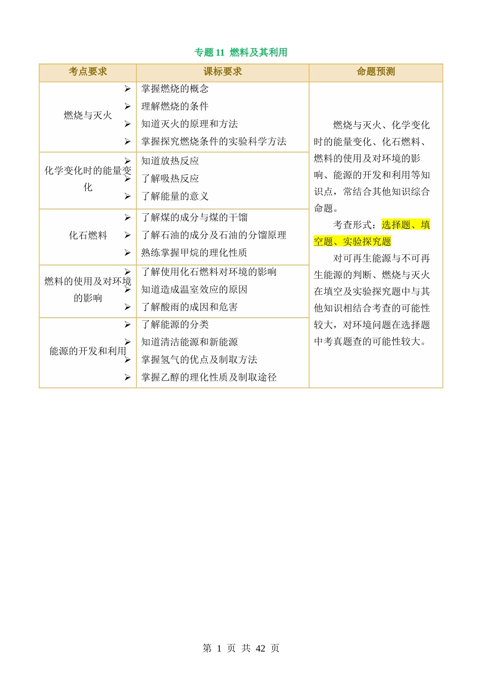 专题11 燃料及其利用（讲义）.docx_第1页