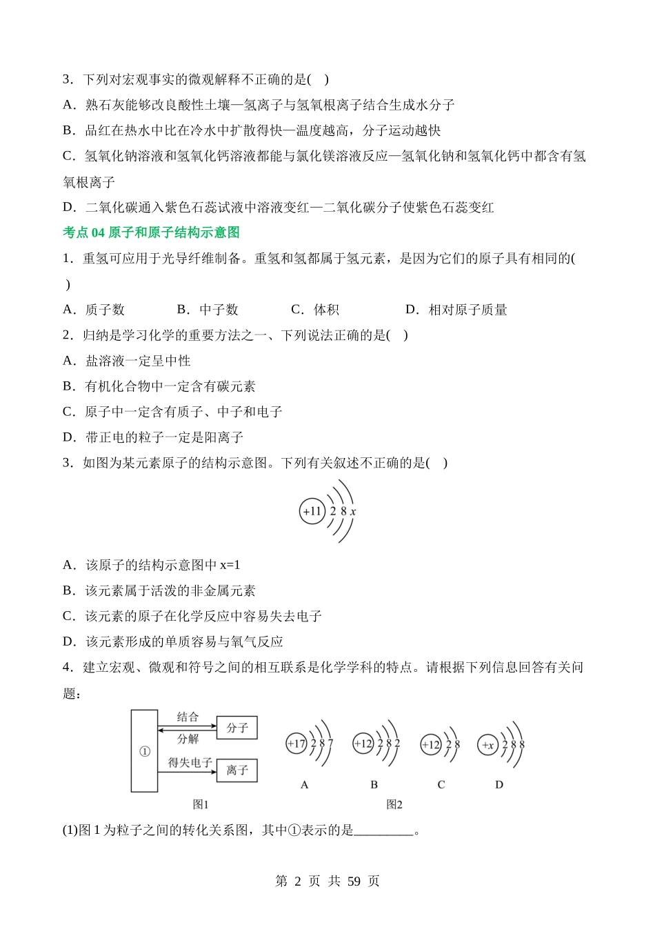 专题09 构成物质的微粒 元素（练习）.docx_第2页