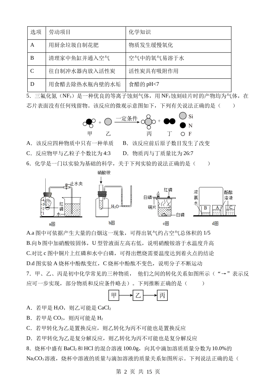 化学（湖北武汉卷） (1).docx_第2页