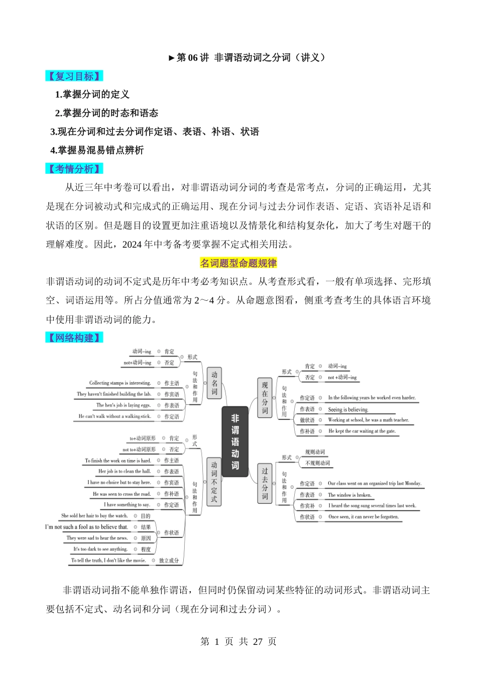 语法06 非谓语动词之分词（讲义）.docx_第1页