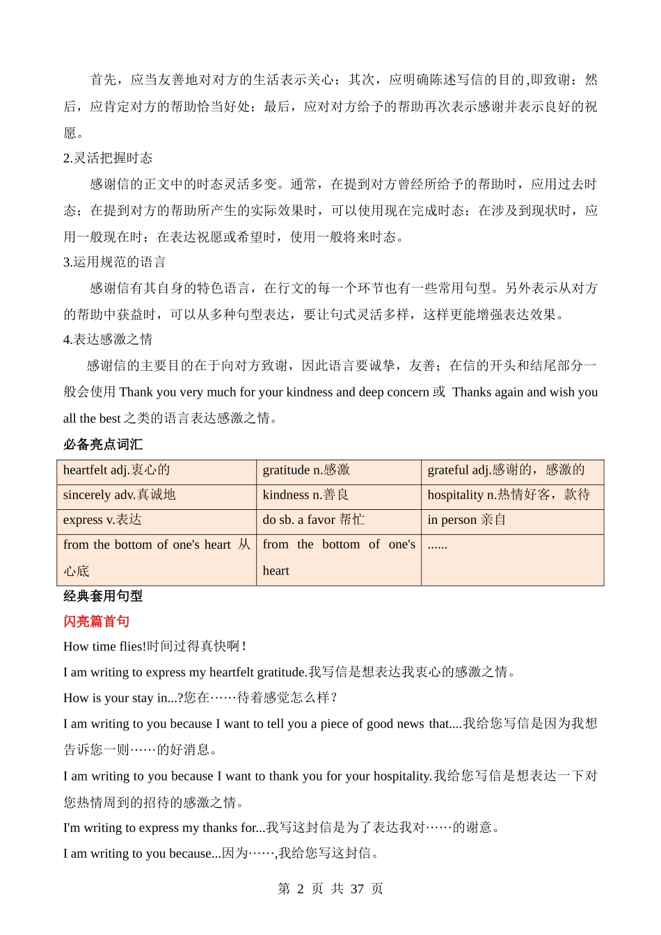 题型20 书面表达之感谢信（讲义）.docx_第2页