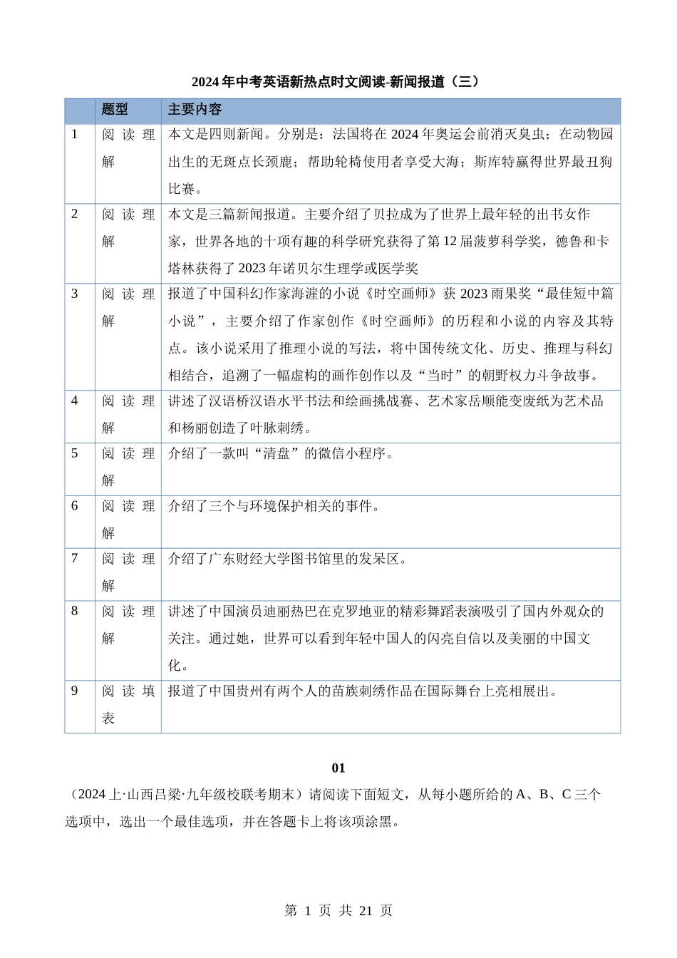 专题24 新闻报道（三）.docx_第1页