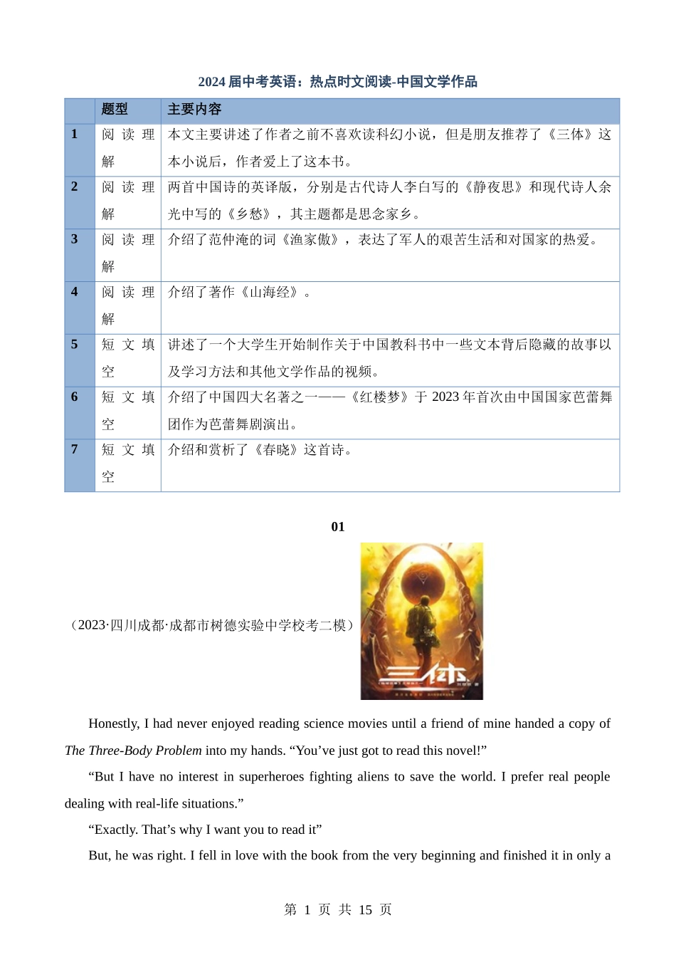 专题06 中国文学作品.docx_第1页