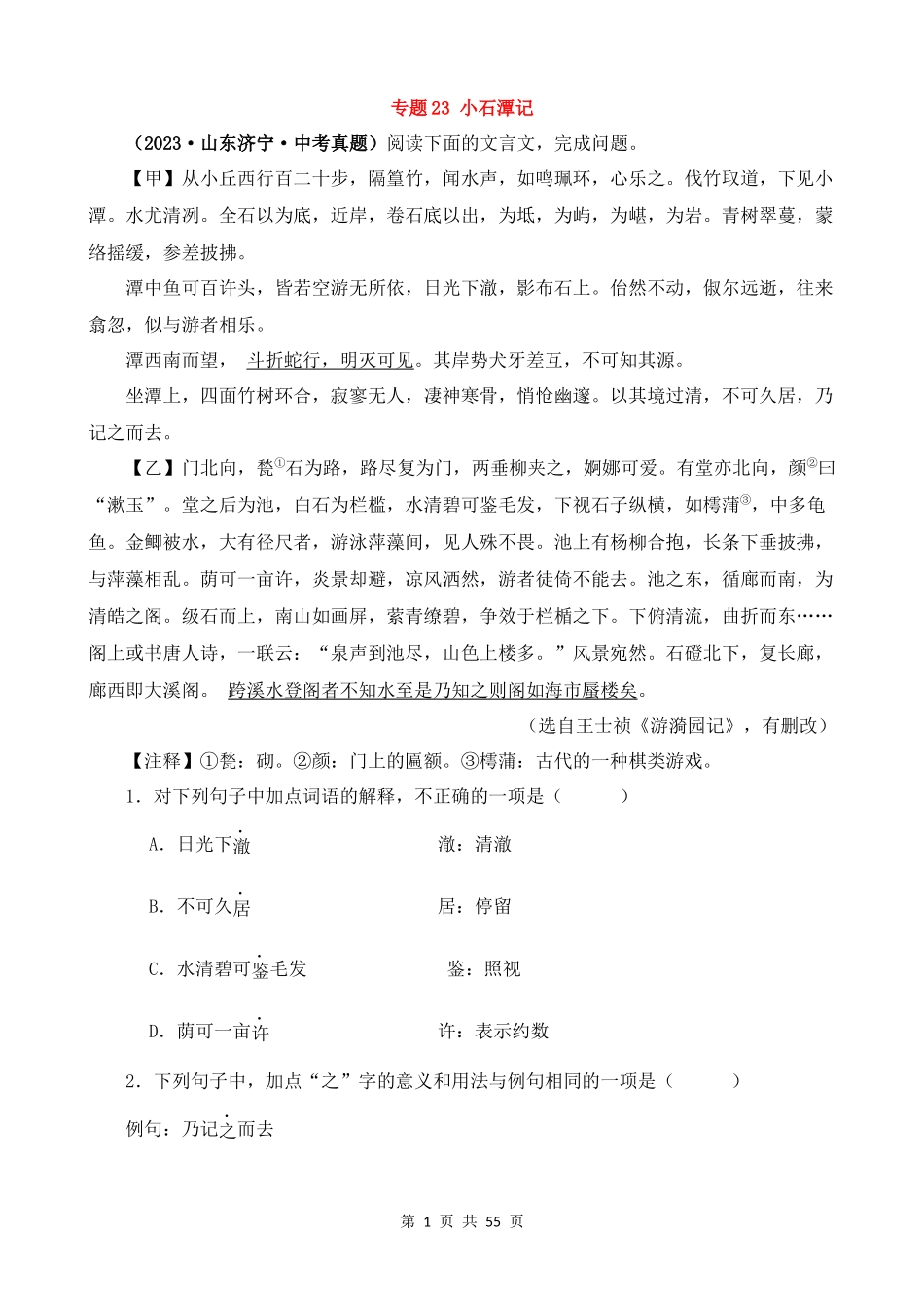 专题23_小石潭记.docx_第1页