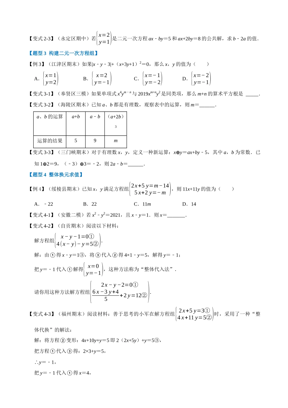 专项08-二元一次方程组及其解法-重难点题型.docx_第2页