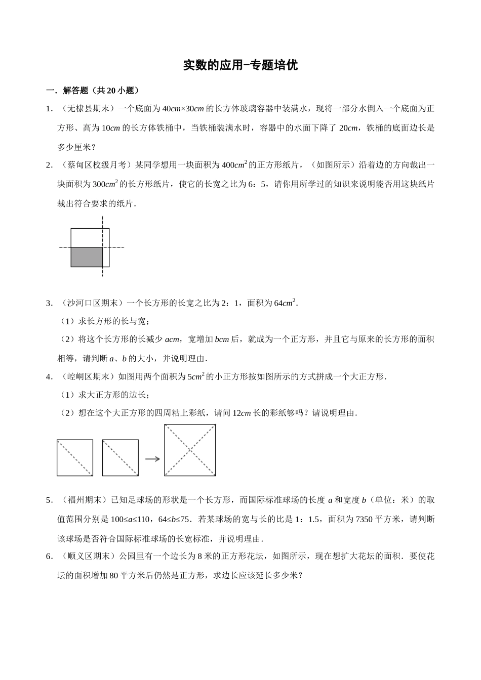 专项06-实数的应用-专题培优.docx_第1页