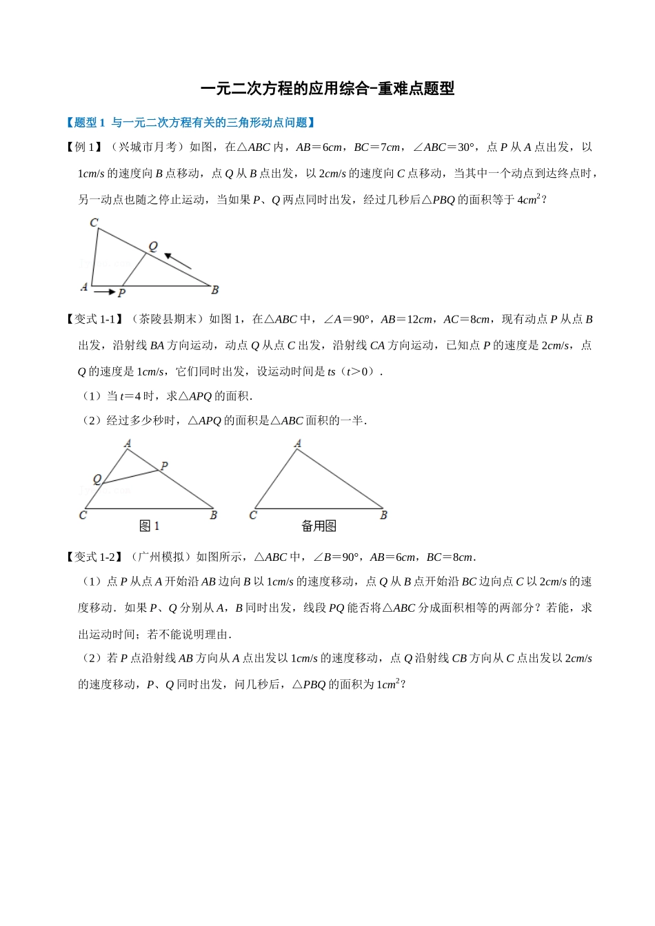 专项21-一元二次方程的应用综合-重难点题型.docx_第1页