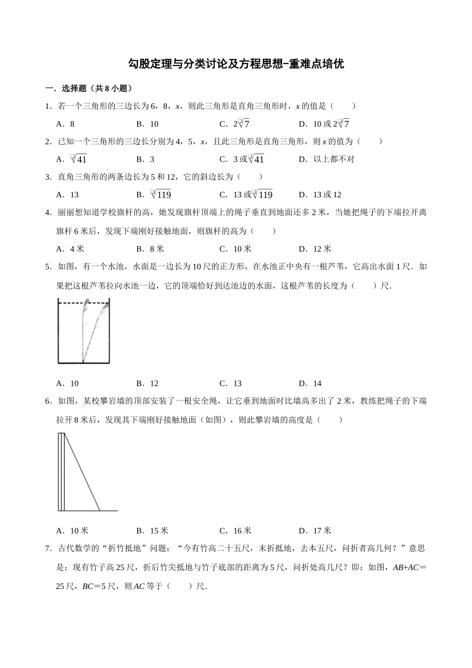 专项17-勾股定理与分类讨论及方程思想-专题培优.docx_第1页