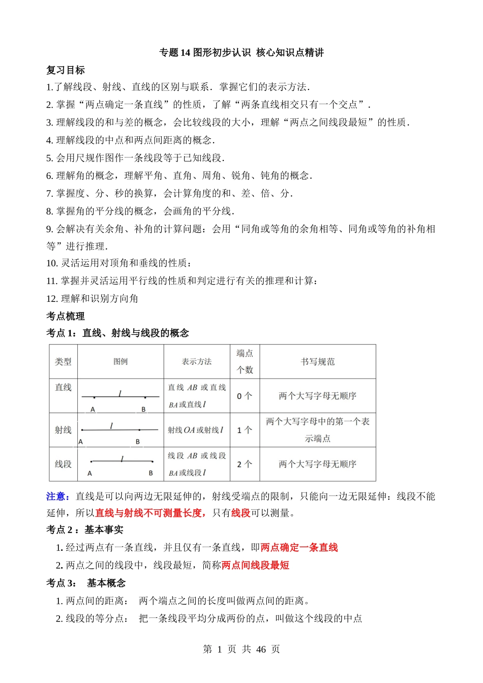 专题14 图形初步认识（讲义）.docx_第1页