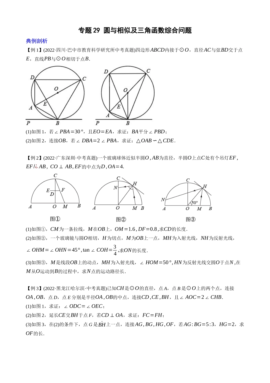 专题29_圆与相似及三角函数综合问题.docx_第1页