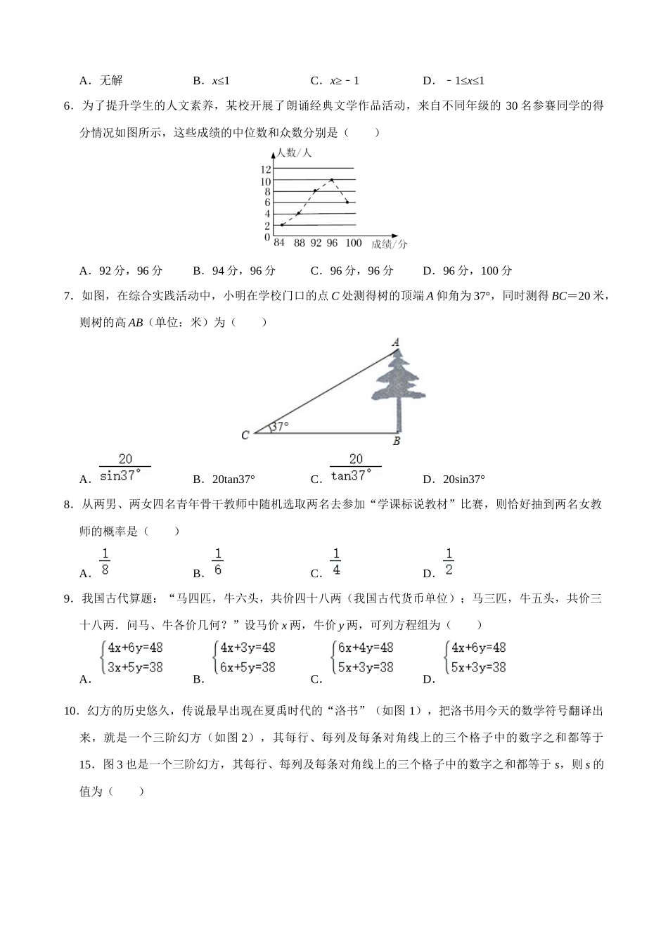 湖南长沙-2023年中考数学考前最后一卷.docx_第2页